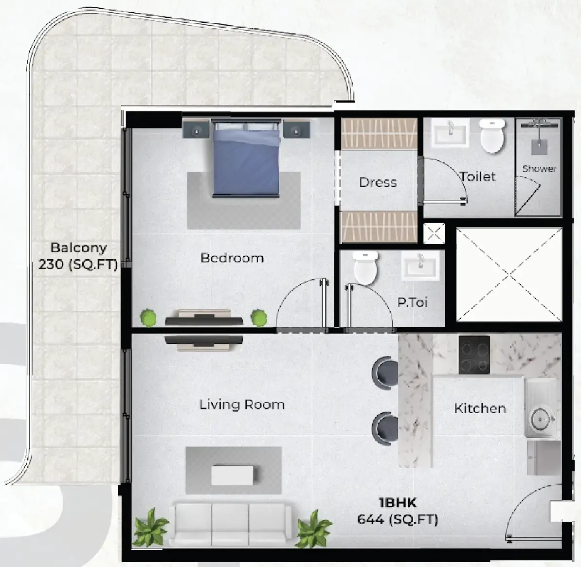 1 bedroom Apartments floor plan at Chapter 02 by Newbury