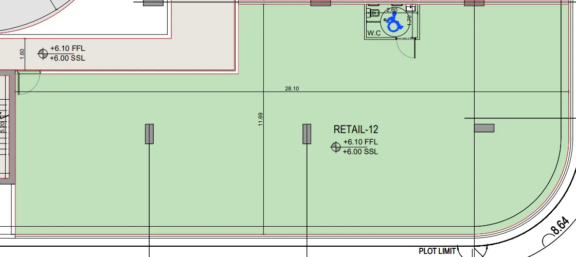  bedroom Retail floor plan at Binghatti Flare