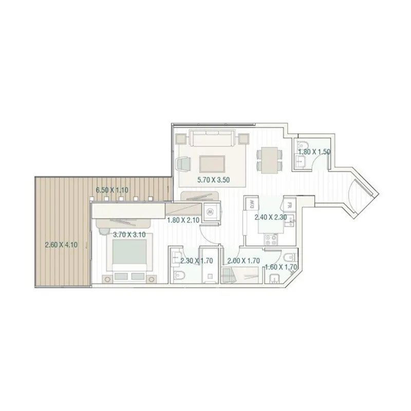 1 bedroom Apartments floor plan at Bab Al Qasr Residence 77