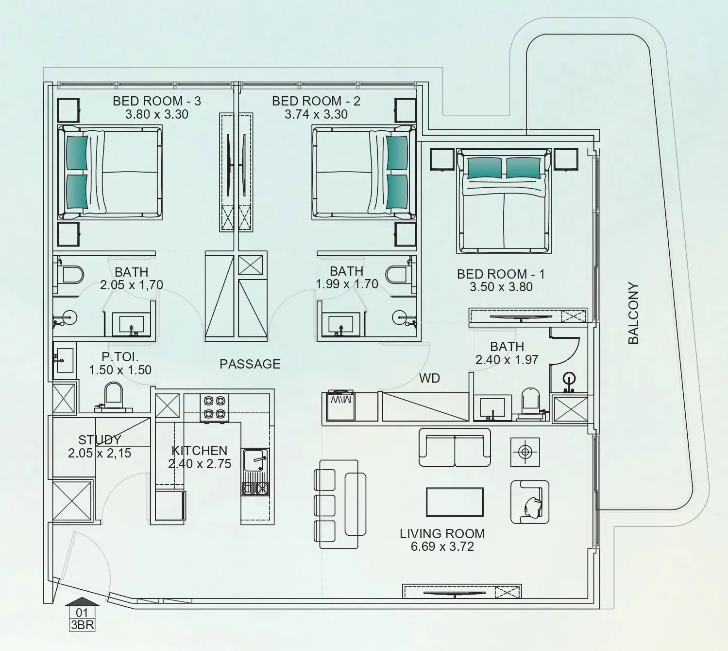 3 bedroom Apartments floor plan at Floarea Breeze