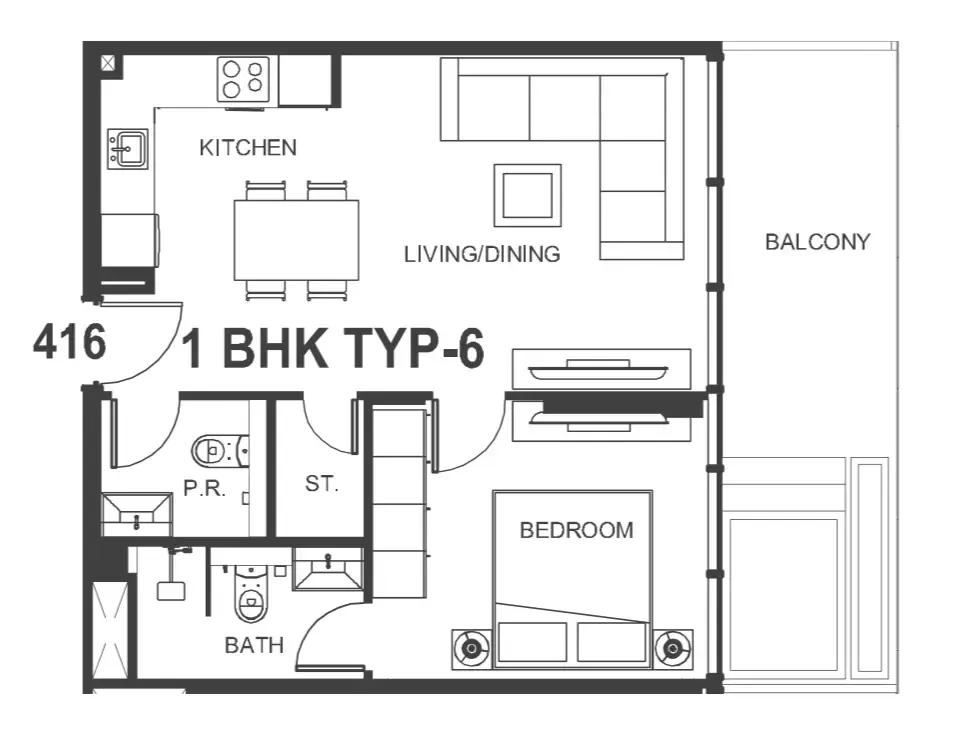 1 bedroom Apartments floor plan at Interstellar Tower