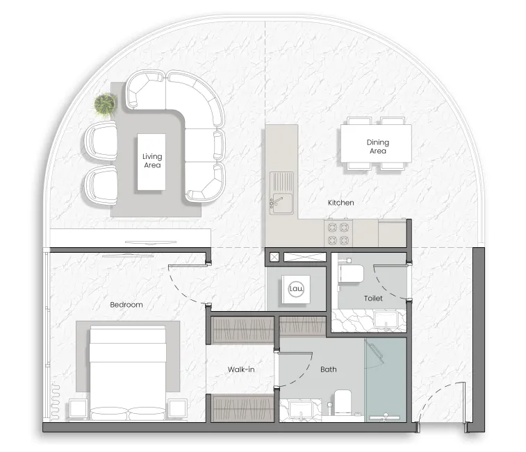 1 bedroom Apartments floor plan at Manta Bay