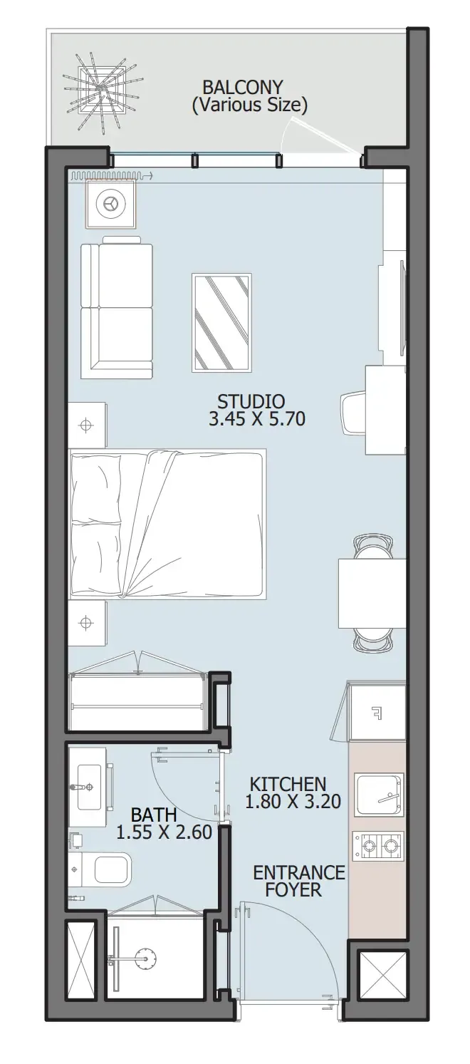 0 bedroom Apartments floor plan at Verdana III