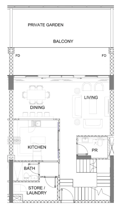 2 bedroom Townhouse floor plan at Golf Greens