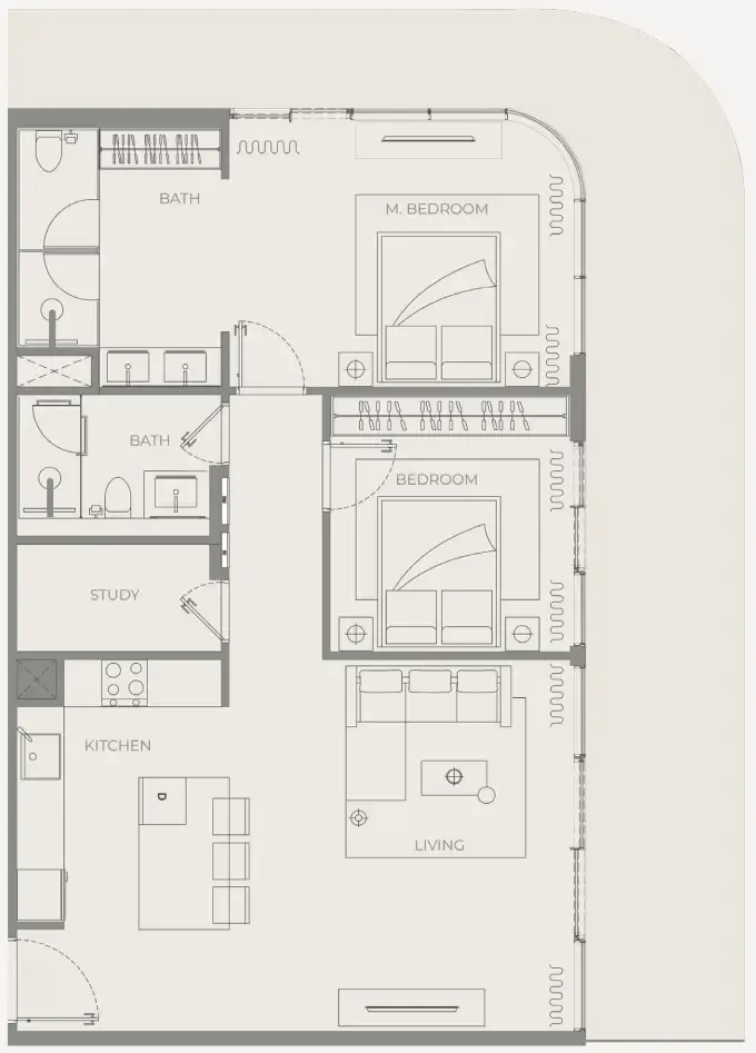 2 bedroom Apartments floor plan at Bond Enclave