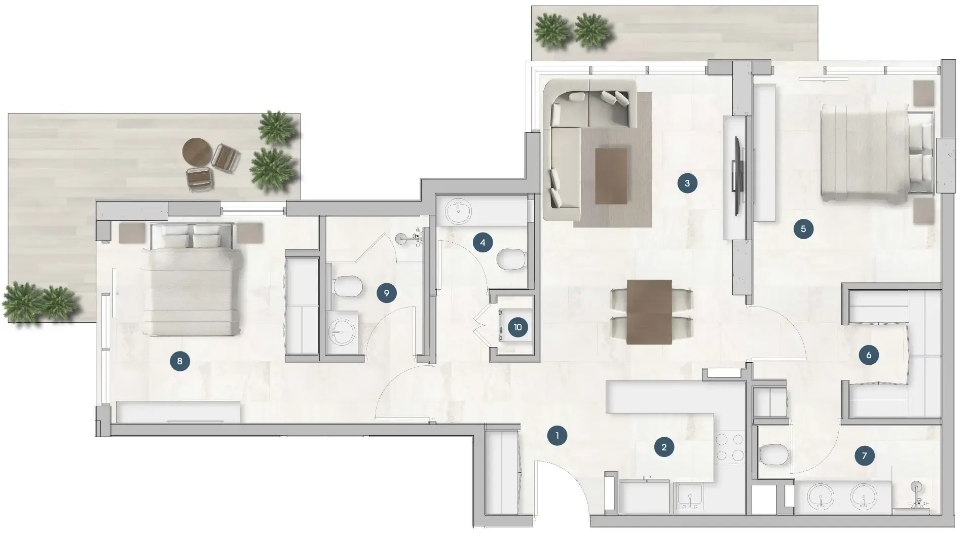 2 bedroom Apartments floor plan at Sola Residences