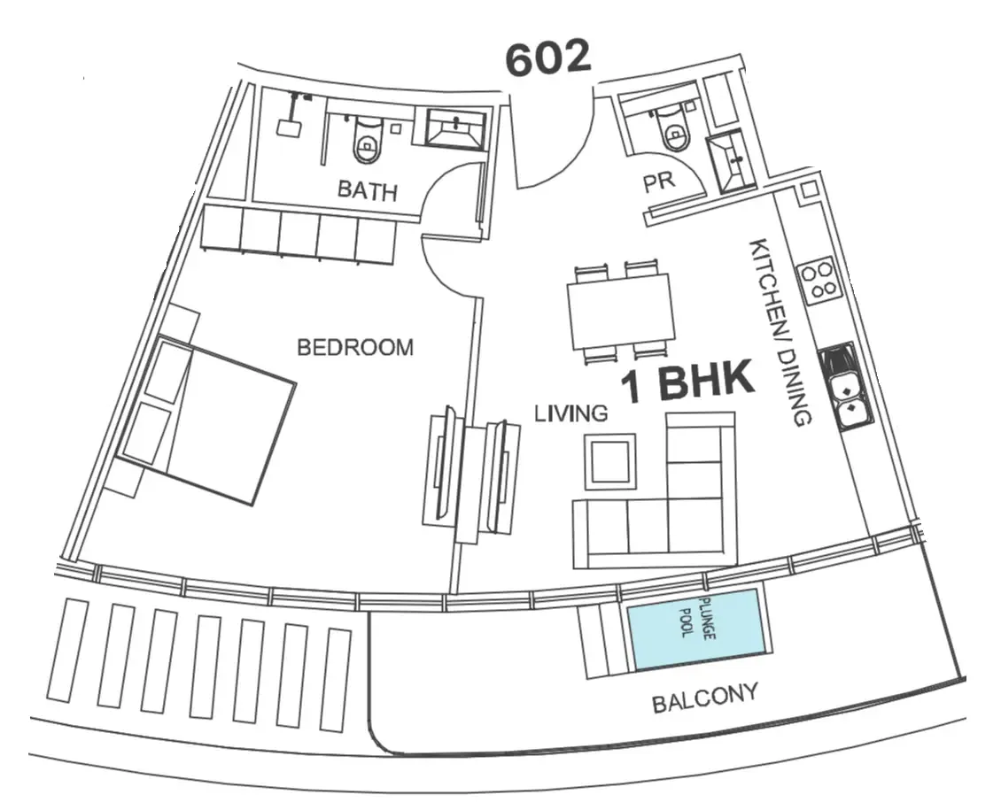 1 bedroom Apartments floor plan at Villa Del Garda
