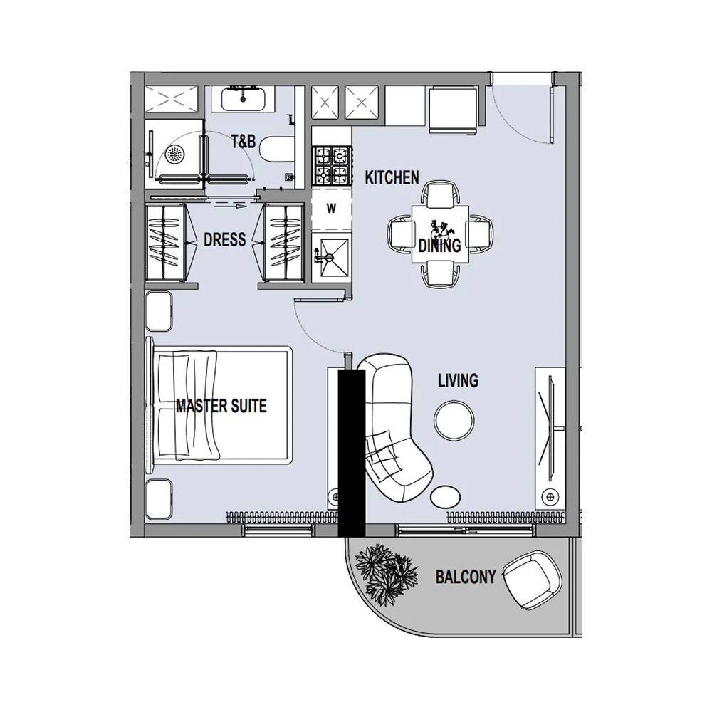 1 bedroom Apartments floor plan at Verso