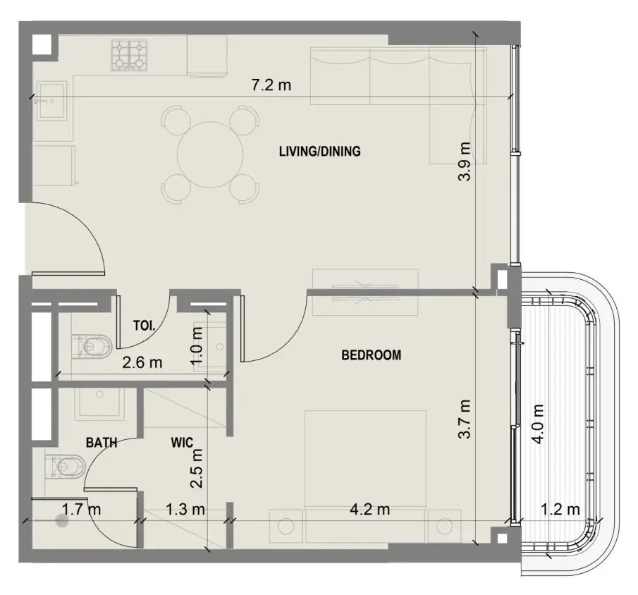 1 bedroom Apartments floor plan at Blue Marina Residence
