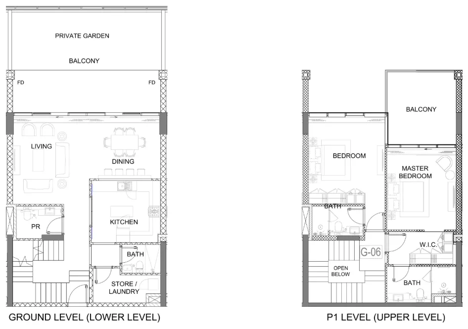 2 bedroom Duplex floor plan at Golf Greens