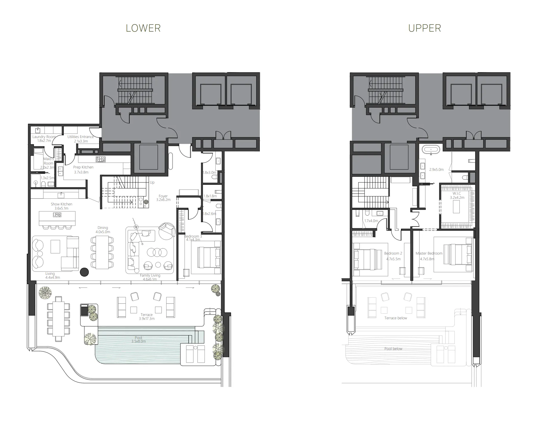 3 bedroom Duplex floor plan at The Alba Residences by Omniyat