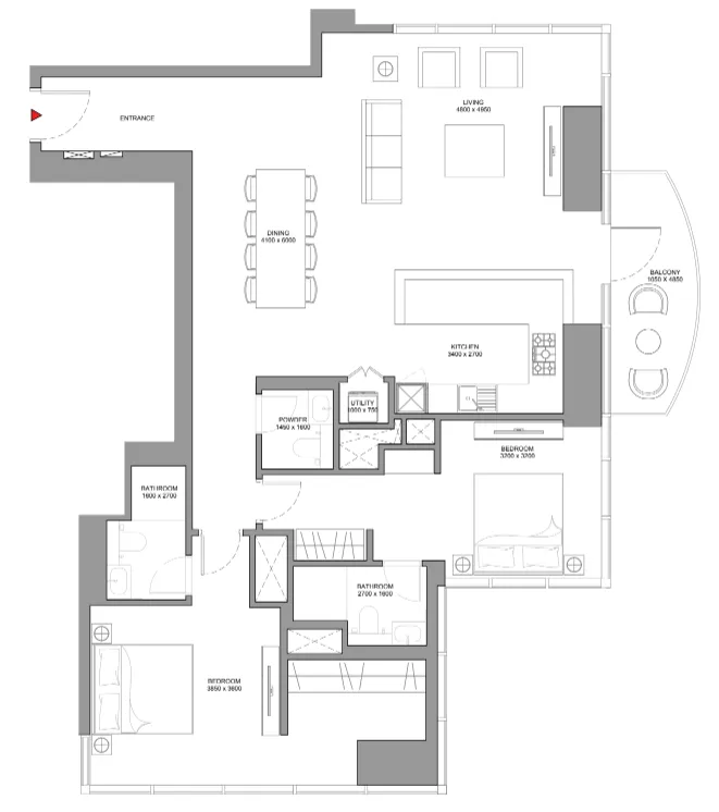 2 bedroom Apartments floor plan at Skyscape