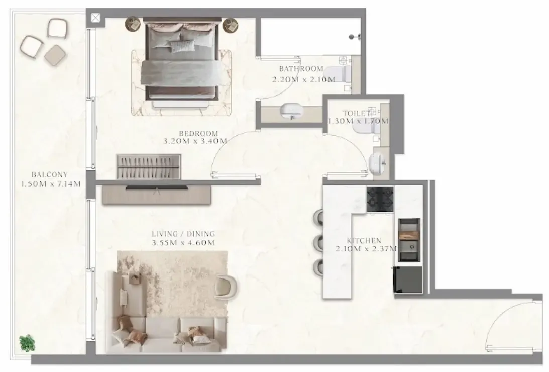 1 bedroom Apartments floor plan at Aum 99 Residences