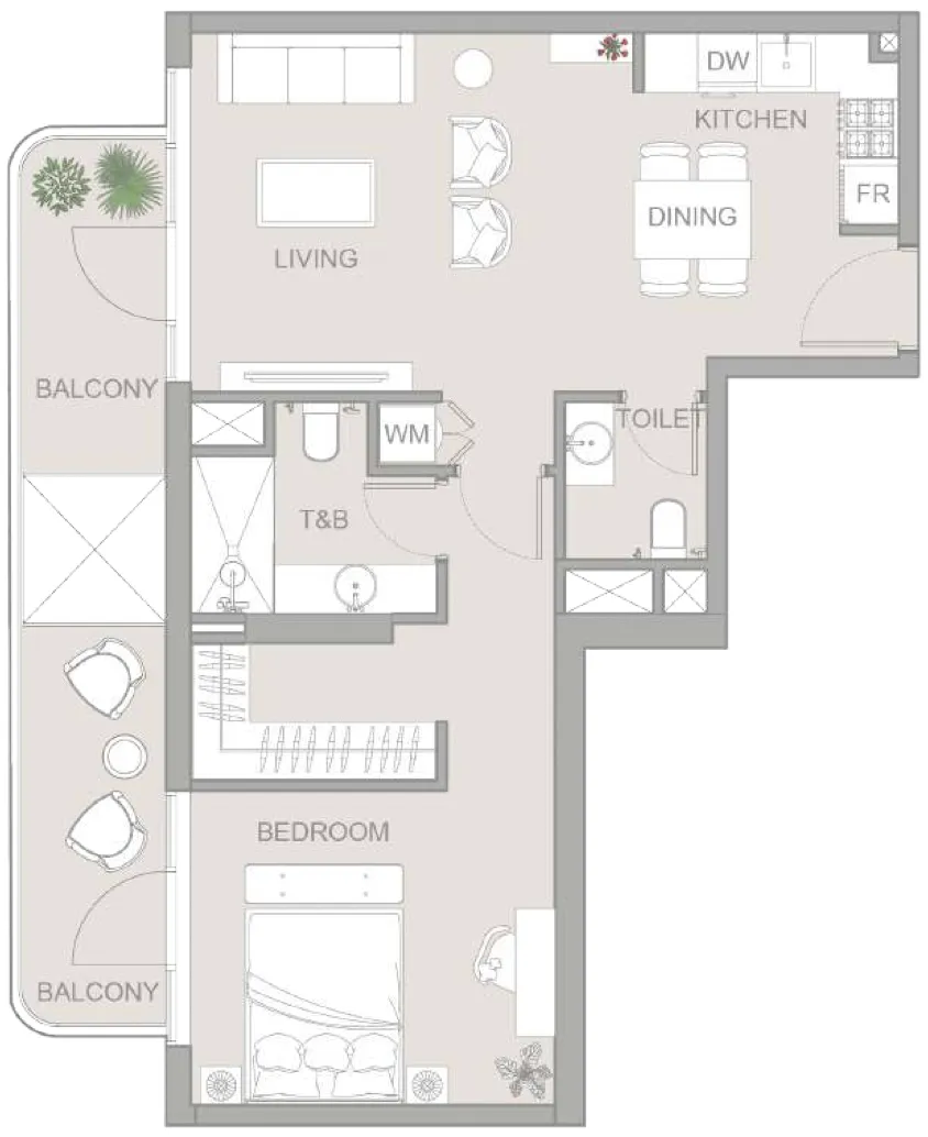 1 bedroom Apartments floor plan at TETR1S Tower