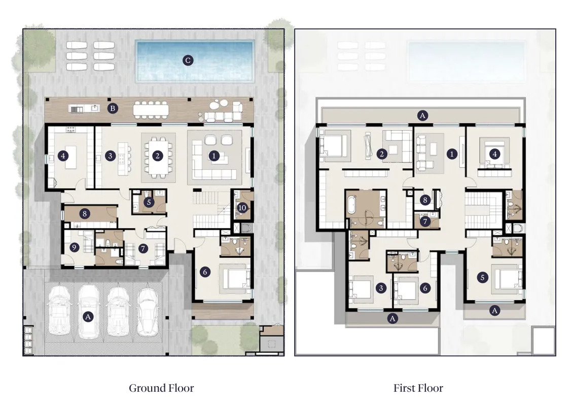 6 bedroom Villa floor plan at Wadeem Gardens