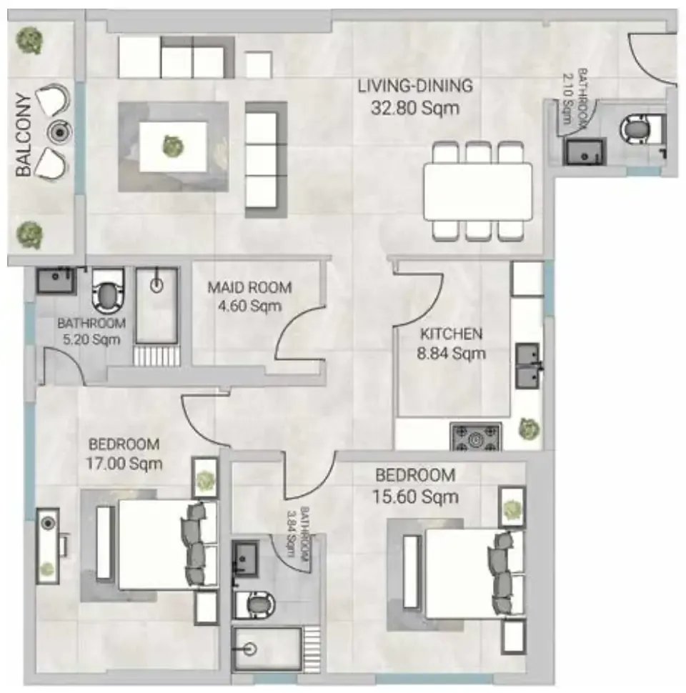2 bedroom Apartments floor plan at Al Ameera Village 5
