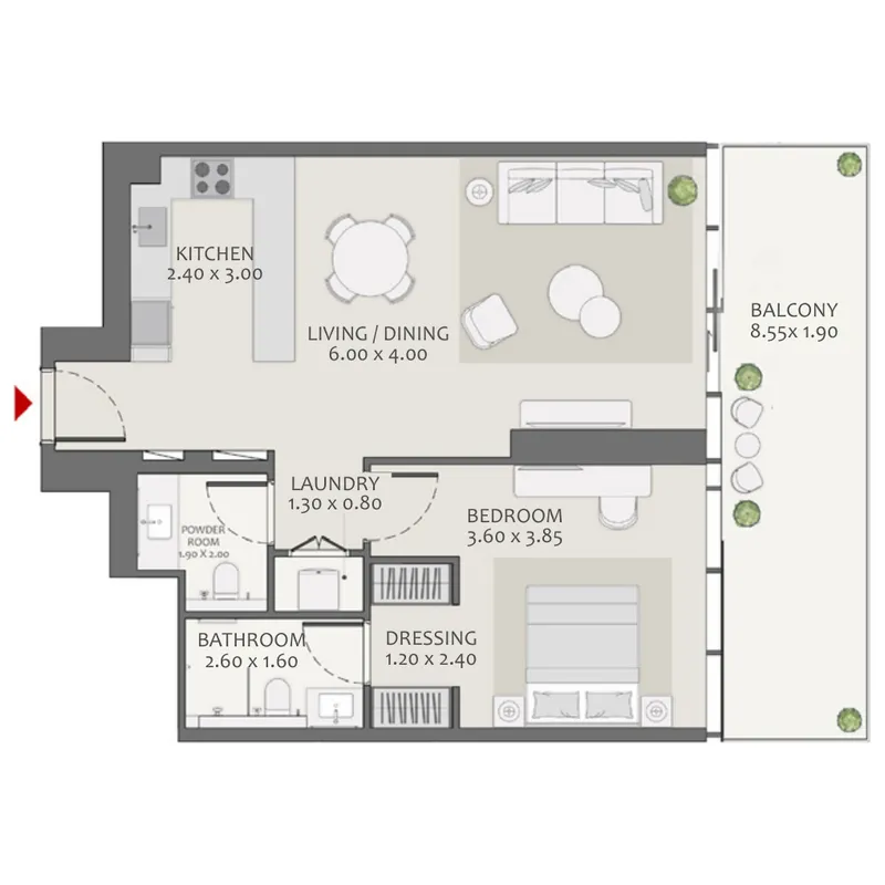 1 bedroom Apartments floor plan at Avenue Park Towers 2 at Wasl 1