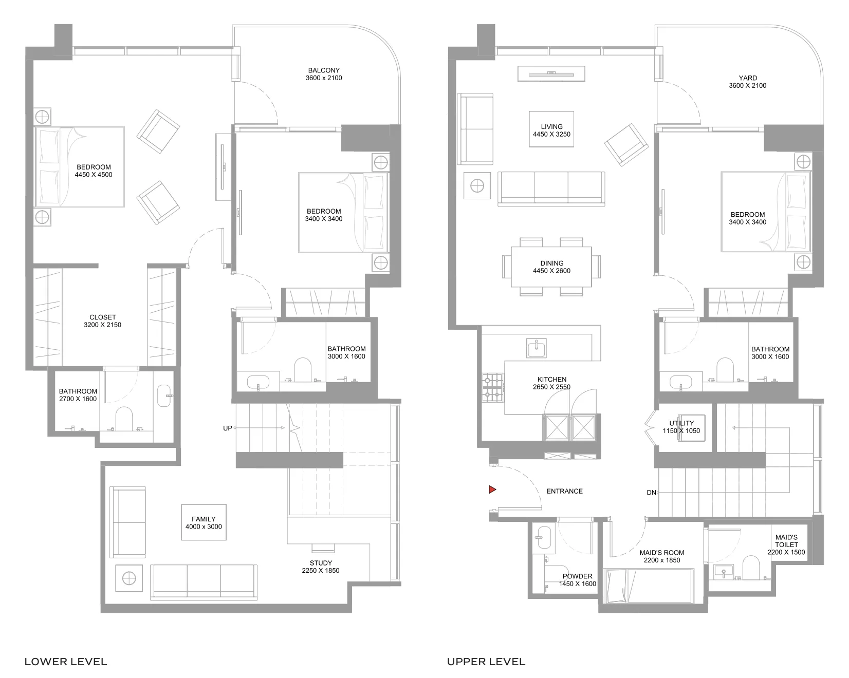 3 bedroom Duplex floor plan at Coastline Beach Residences