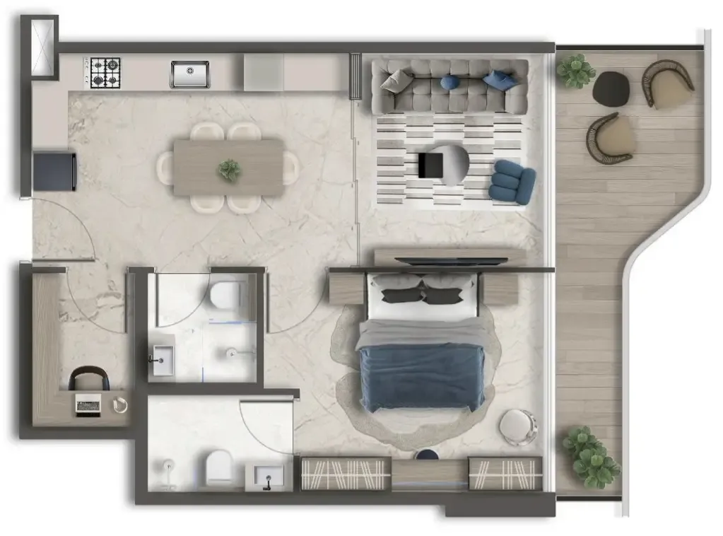 1 bedroom Apartments floor plan at Treppan Vision