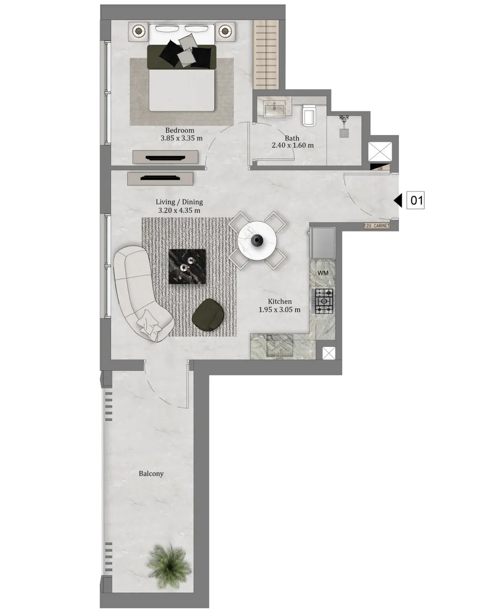 1 bedroom apartments floor plan at Etérea by Zoya