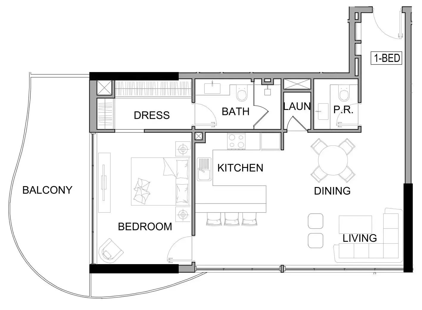 1 bedroom Apartments floor plan at Damac Lagoons Views Phase 3