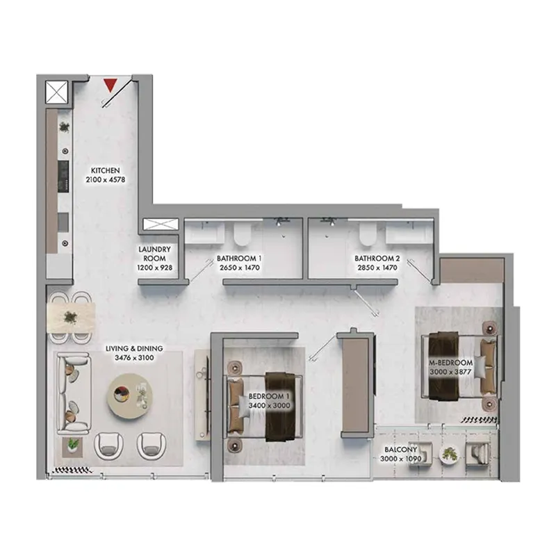 2 bedroom Apartments floor plan at Elmora