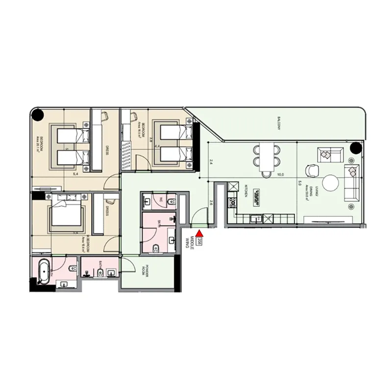 3 bedroom Apartments floor plan at Edgewater Residences 1, 2 and 3
