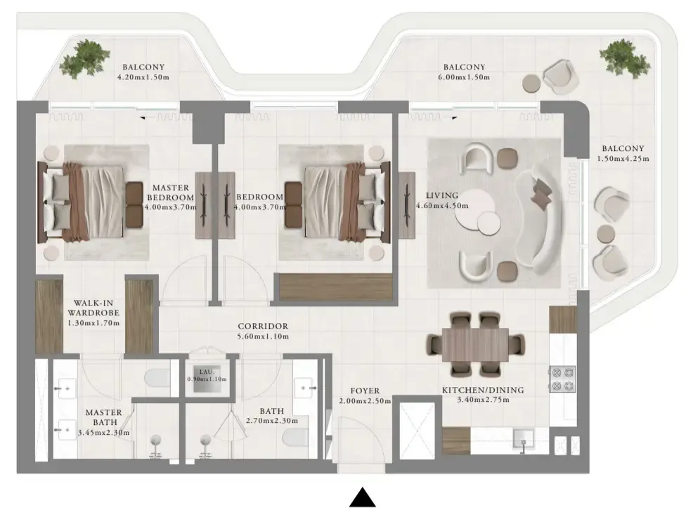 2 bedroom Apartments floor plan at Sera 2