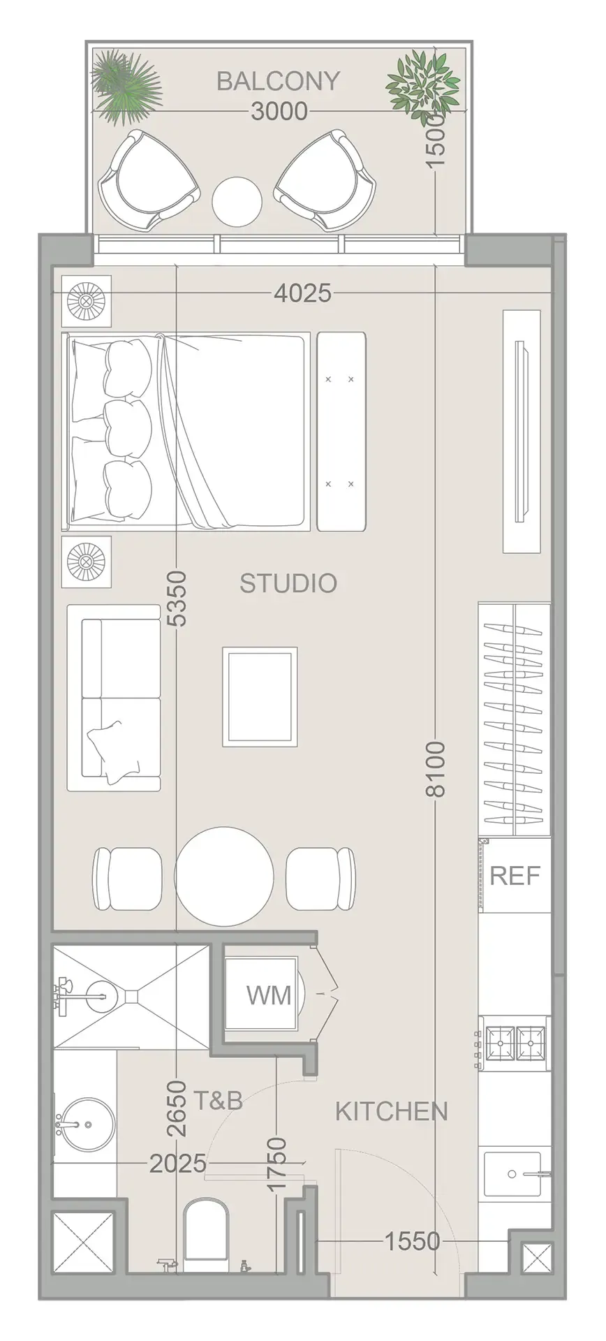0 bedroom Apartments floor plan at 1WOOD Residence 2