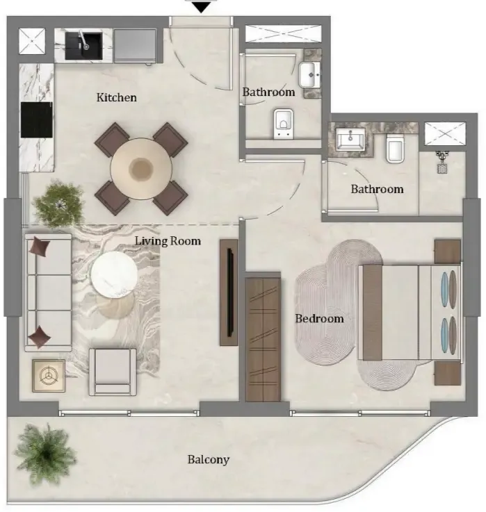 1 bedroom Apartments floor plan at Mirari Lagoon by Zoya