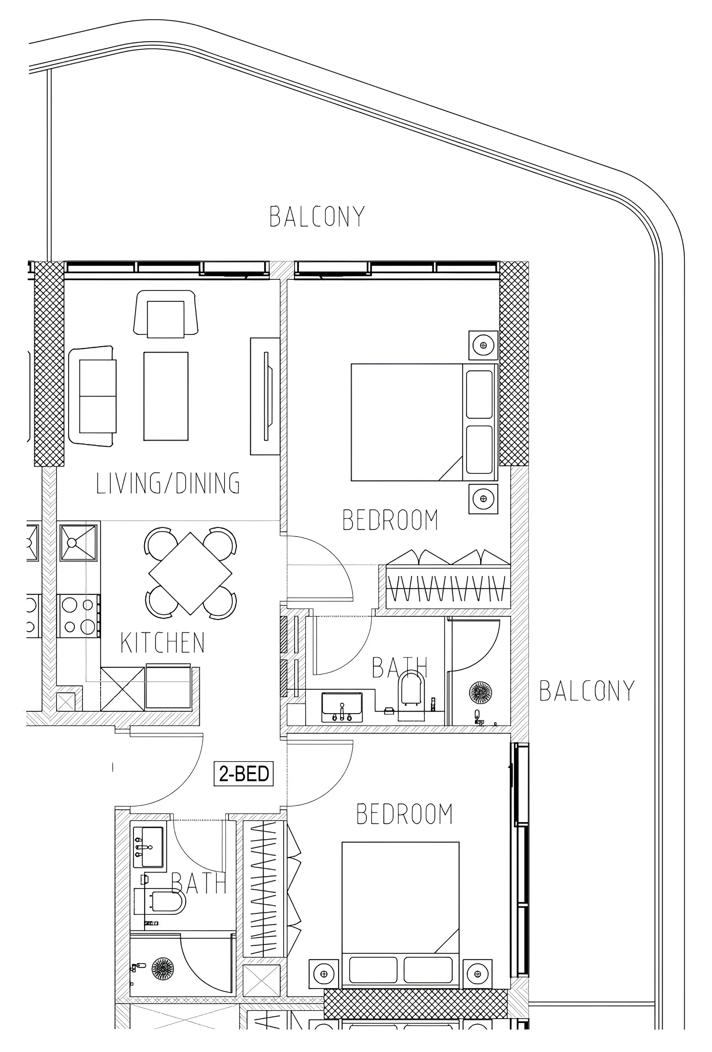 2 bedroom Apartments floor plan at Elo 2 and 3 Damac