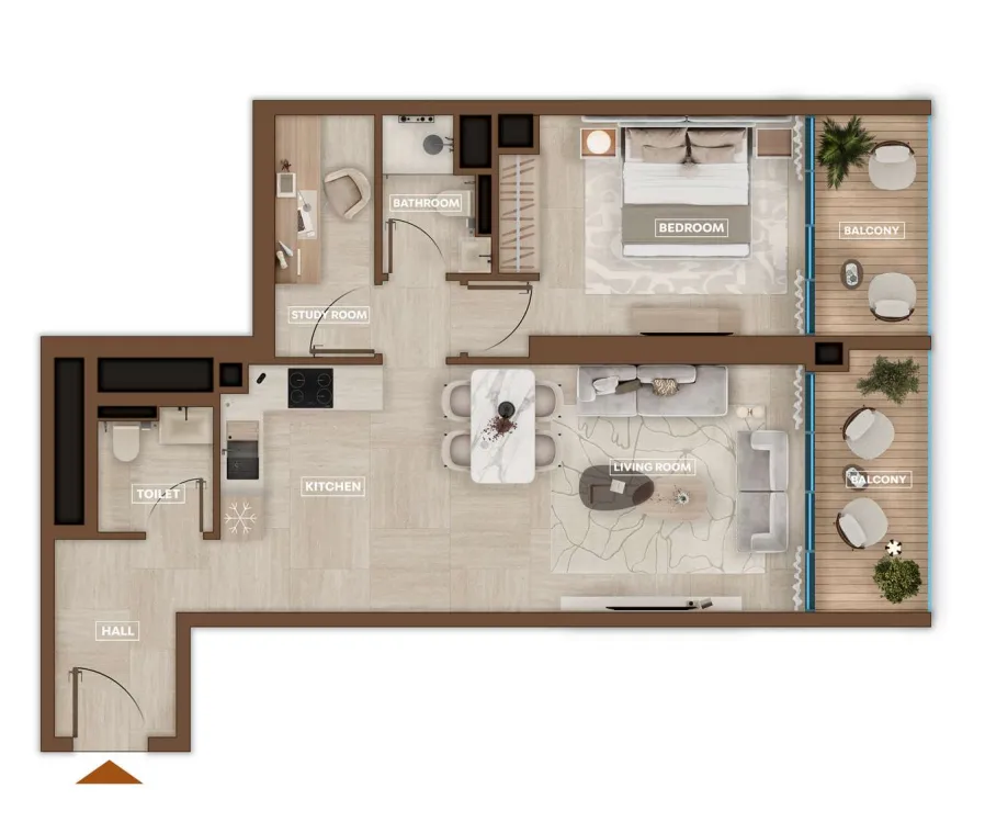 1.5 bedroom Apartments floor plan at Sky Hills Astra