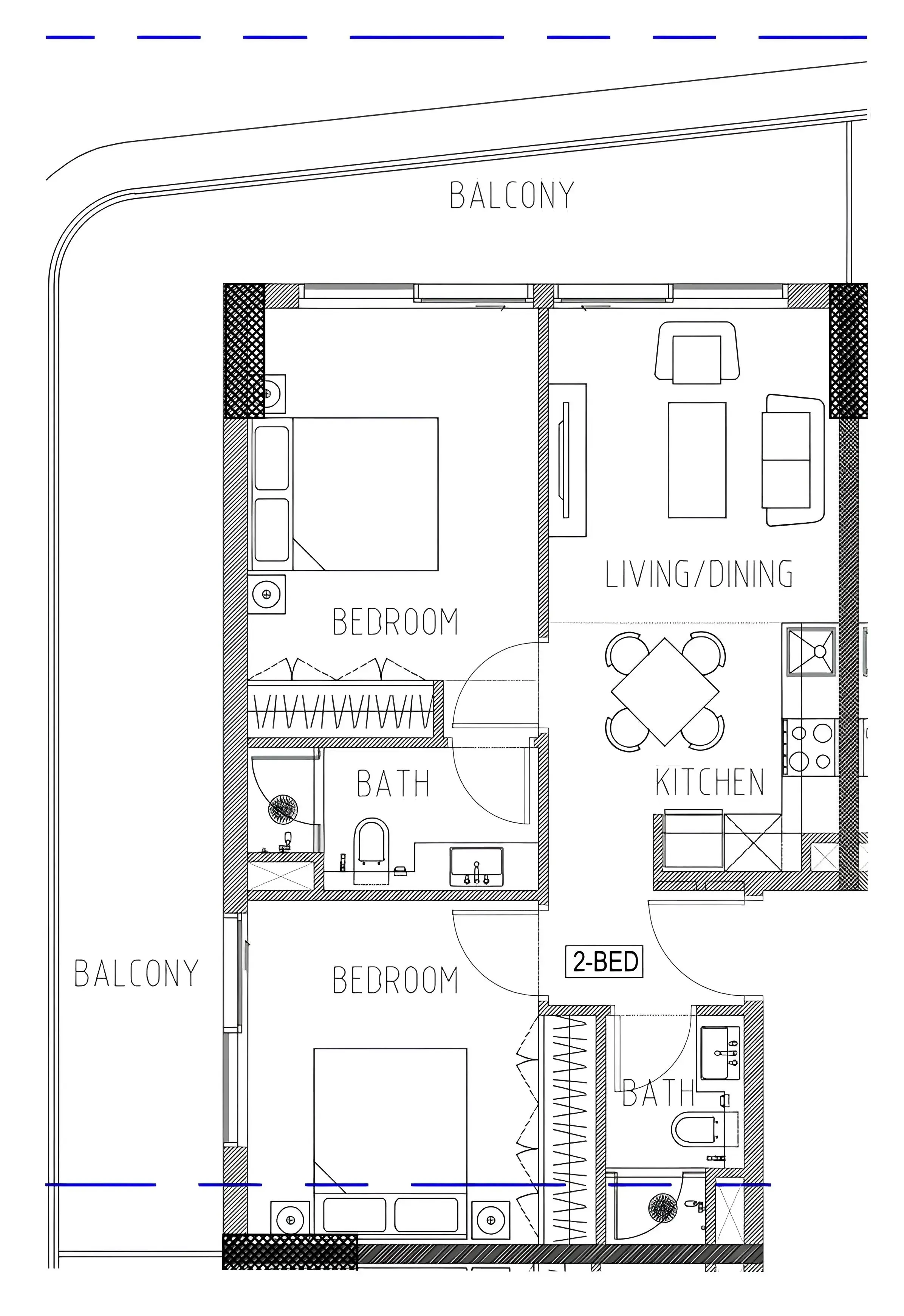 2 bedroom Apartments floor plan at Elo 2 and 3 Damac