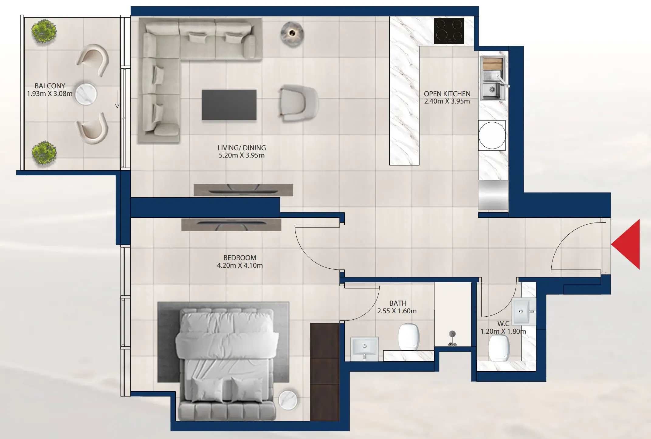 1 bedroom Apartments floor plan at Al Vista