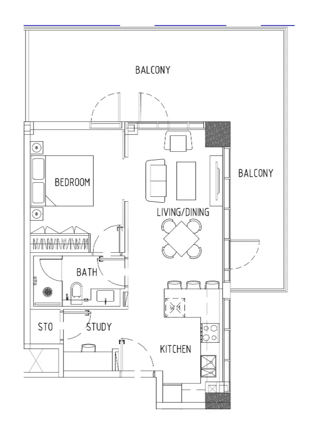 1 bedroom Apartments floor plan at Damac District