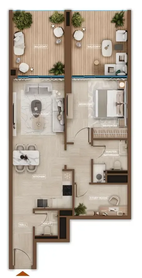 1 bedroom Apartments floor plan at Sky Hills Astra