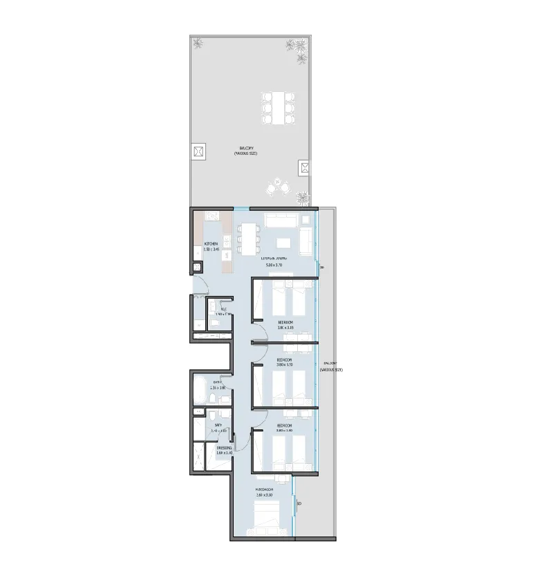4 bedroom Apartments floor plan at Sila