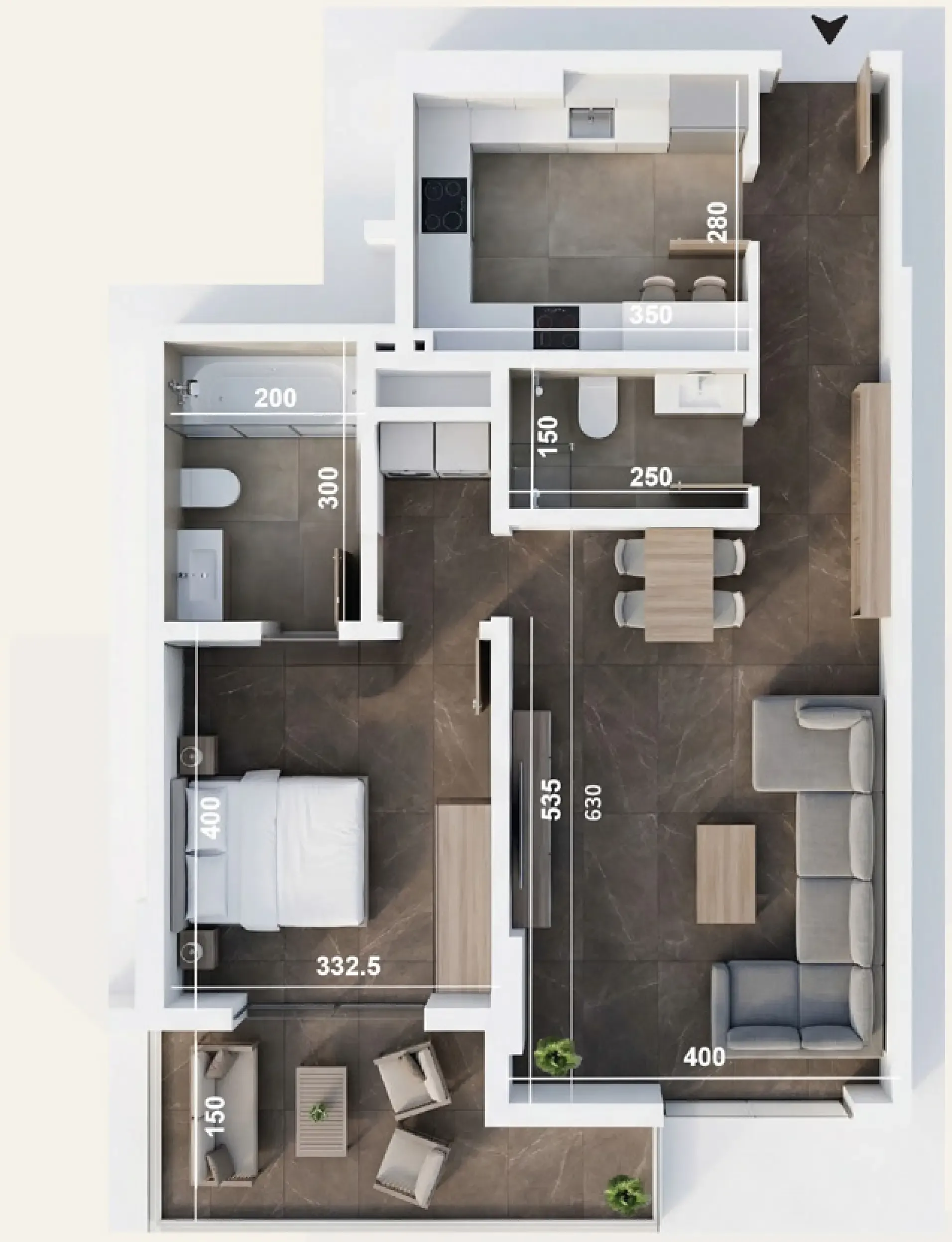 1 bedroom Apartments floor plan at ICONA Residence