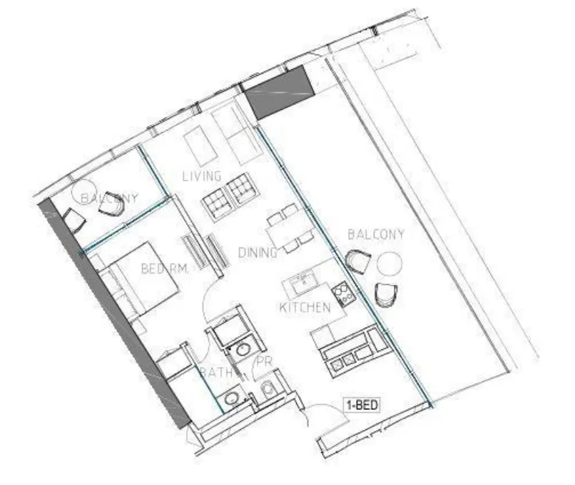1 bedroom Apartments floor plan at Safa Two de Grisogono