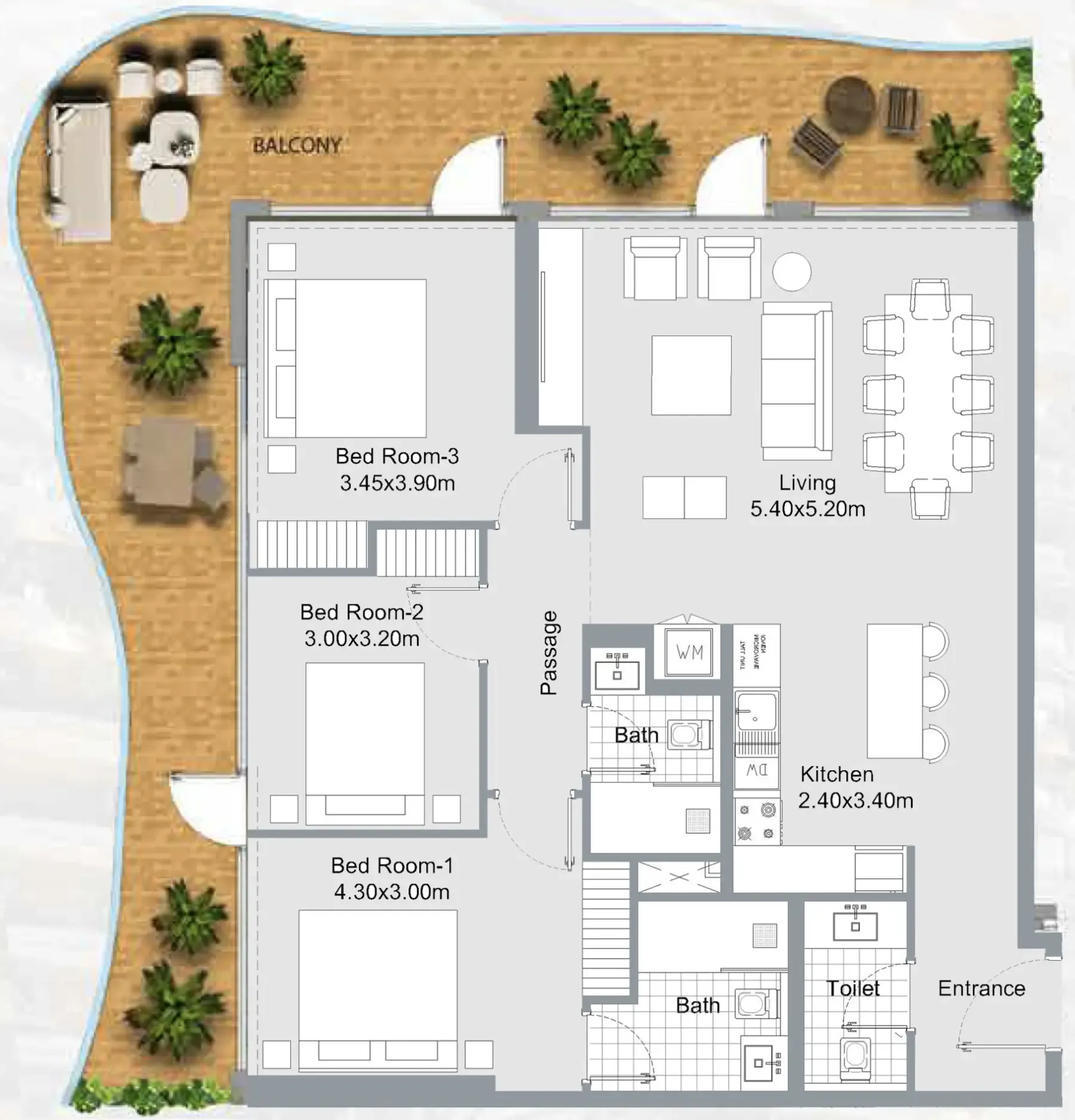3 bedroom Apartments floor plan at 311 Boulevard