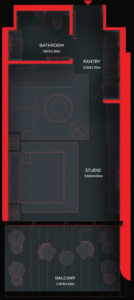 0 bedroom Apartments floor plan at Tonino Lamborghini Residences by BNW Developments