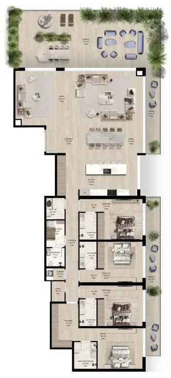 4 bedroom Penthouse floor plan at Manchester City Yas Residences by Ohana