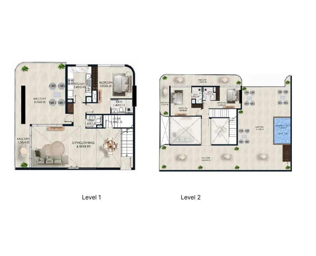 3 bedroom Duplex floor plan at Sera Gardens by Vision