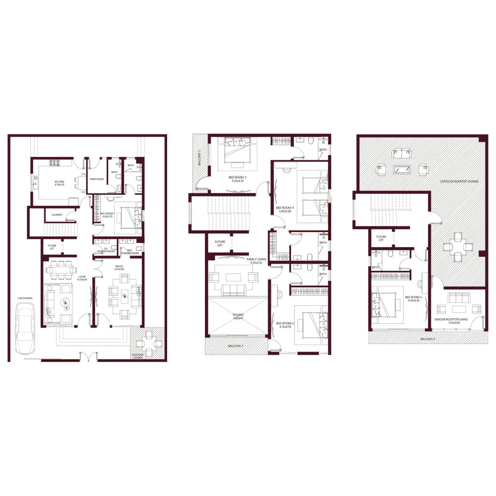5.5 bedroom Villa floor plan at Kabbali Hills