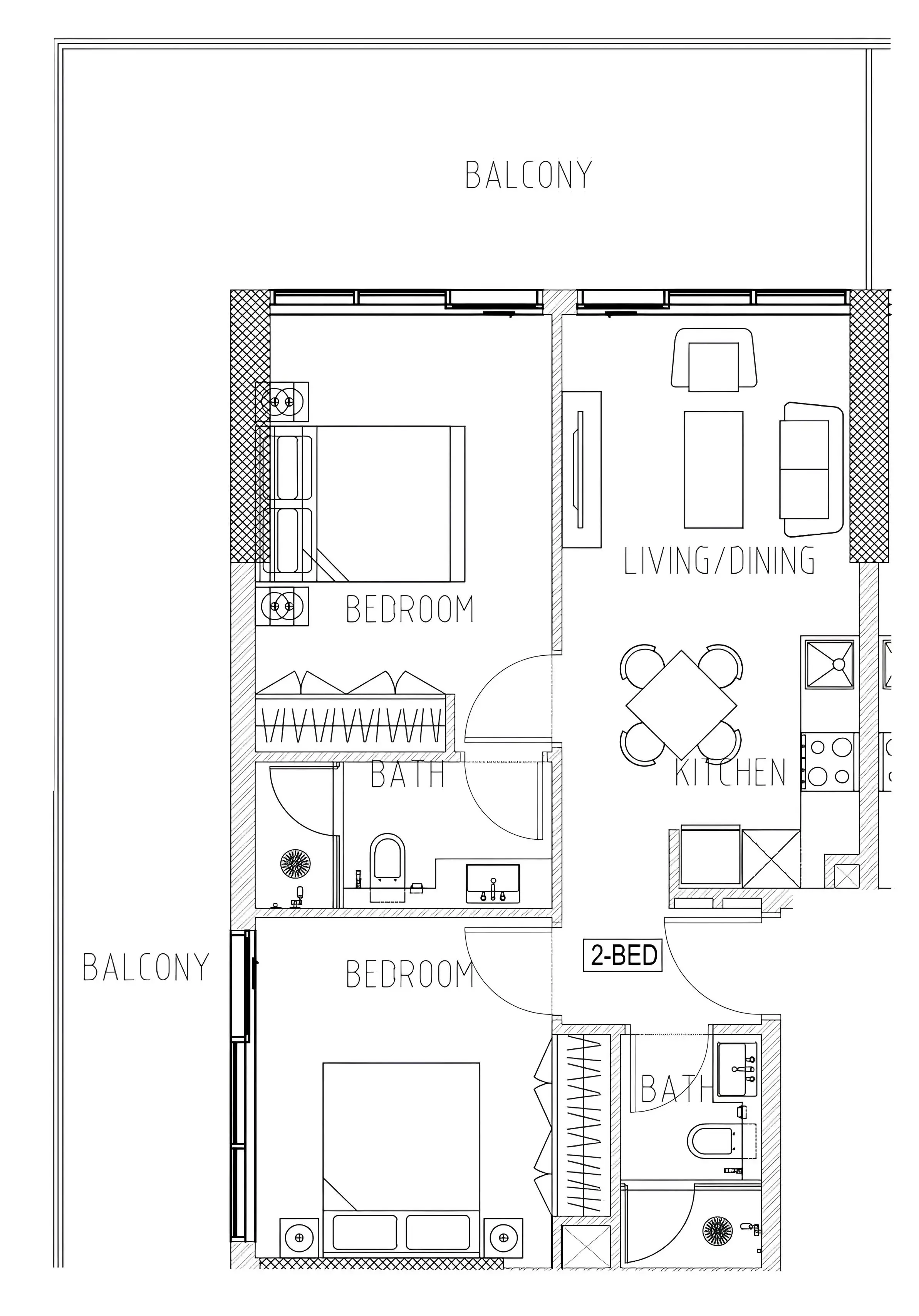 2 bedroom Apartments floor plan at Elo 2 and 3 Damac
