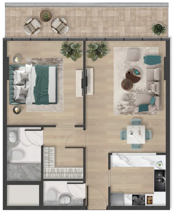 1 bedroom Apartments floor plan at Pelagia