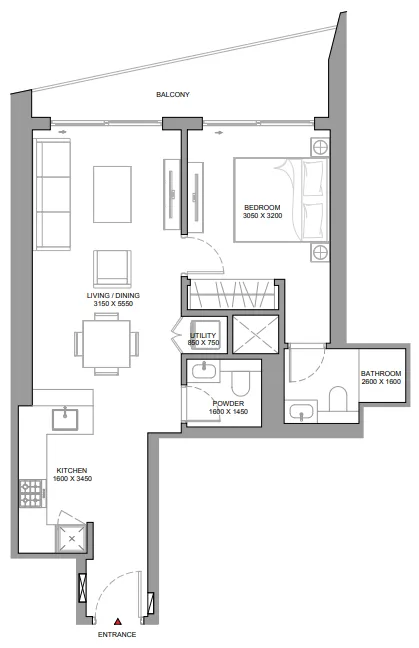 1 bedroom Apartments floor plan at The Eden at Sobha Central