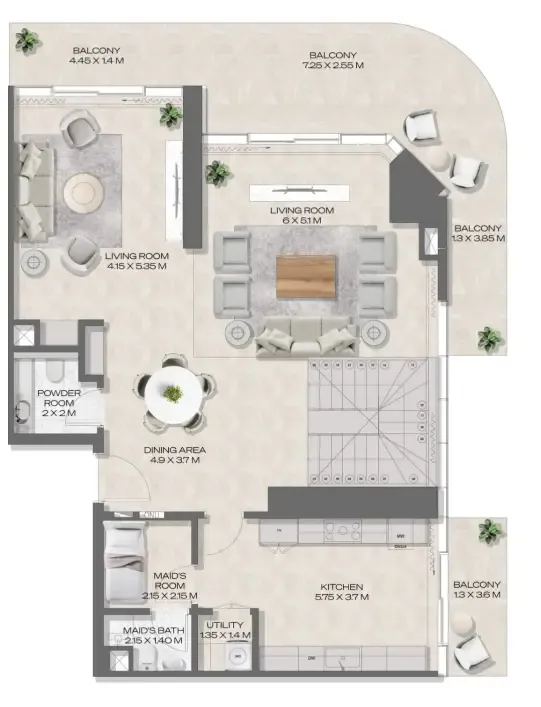 3 bedroom Apartments floor plan at DWTN Residences