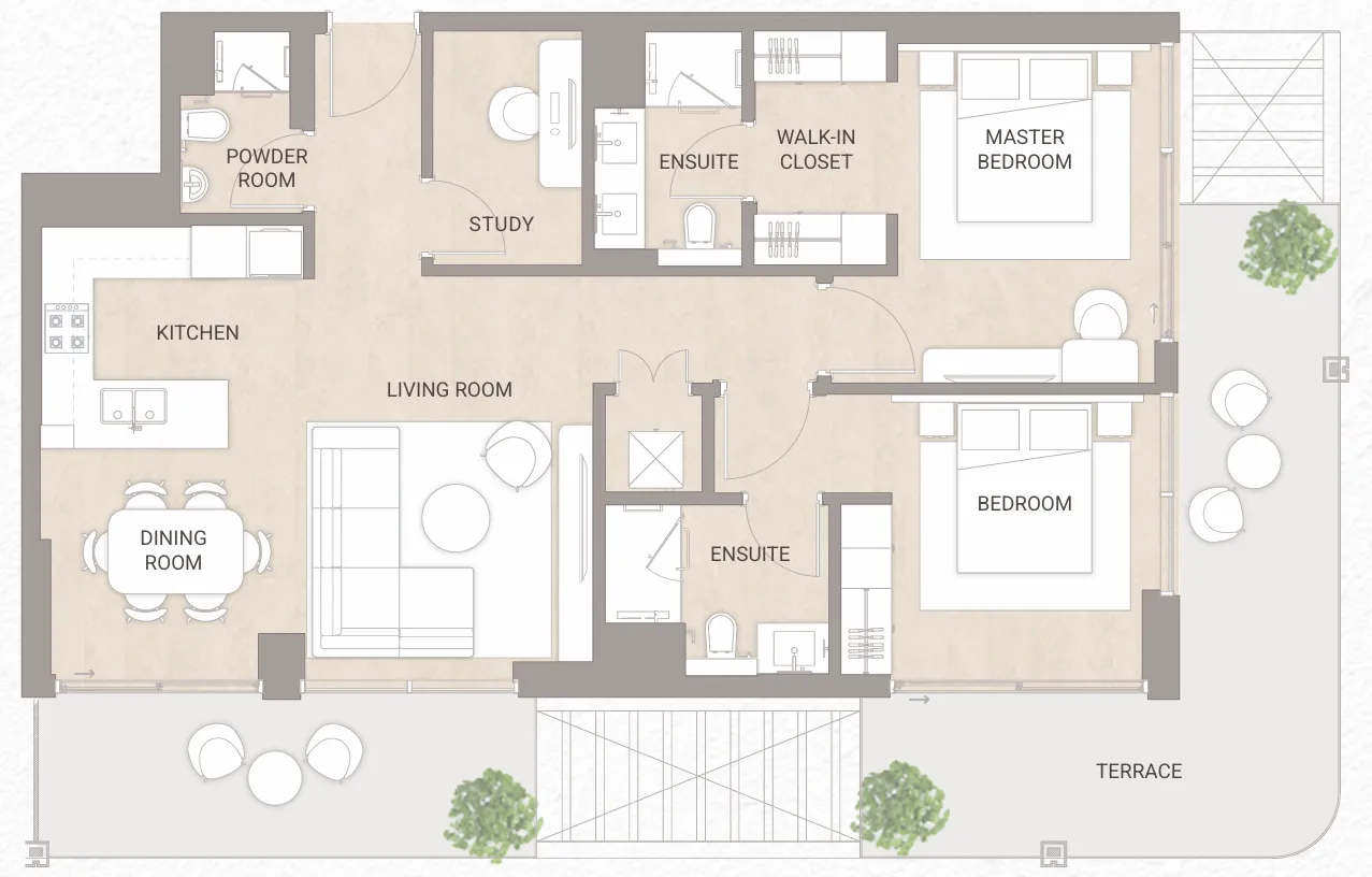 2.5 bedroom Apartments floor plan at Soma Residences