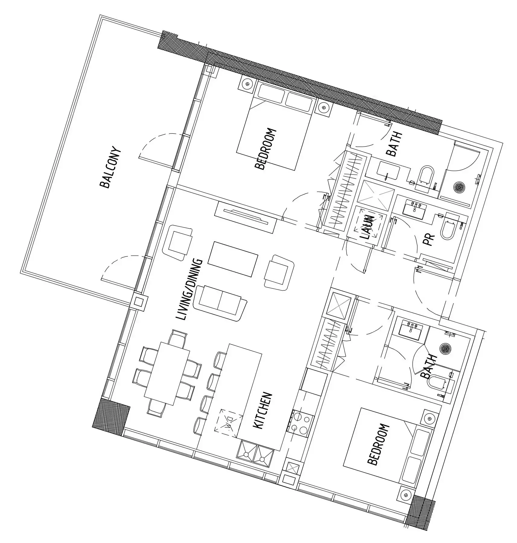 2 bedroom Apartments floor plan at Damac District